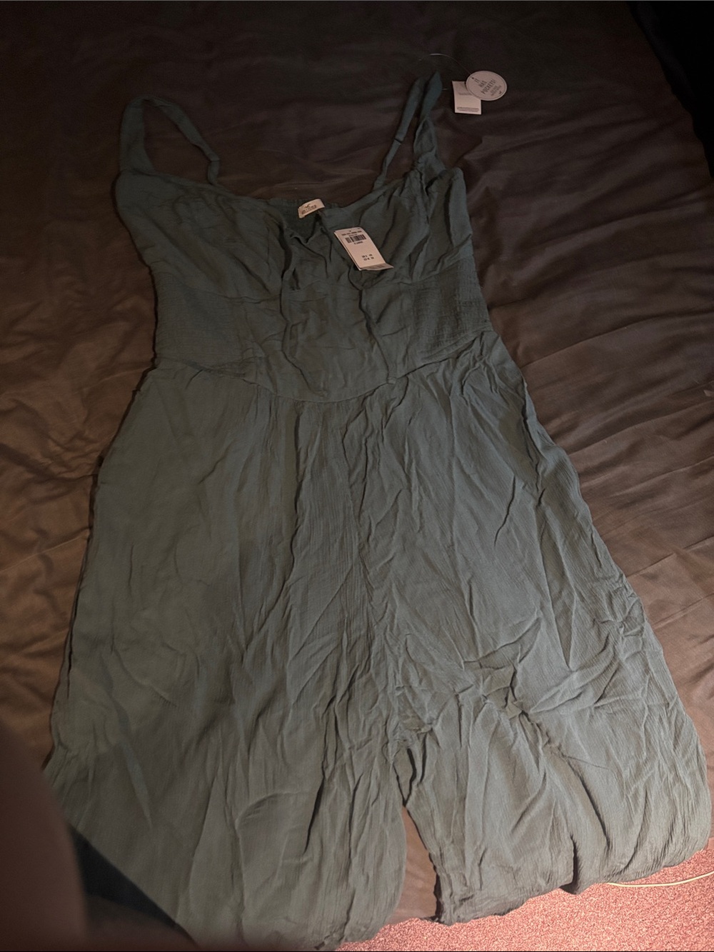 Hollister Sleeveless Crinkled Jumpsuit - Sage Green